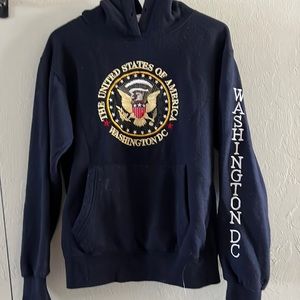 United States of America USA navy blue pull over sweatshirt hoodie (S)